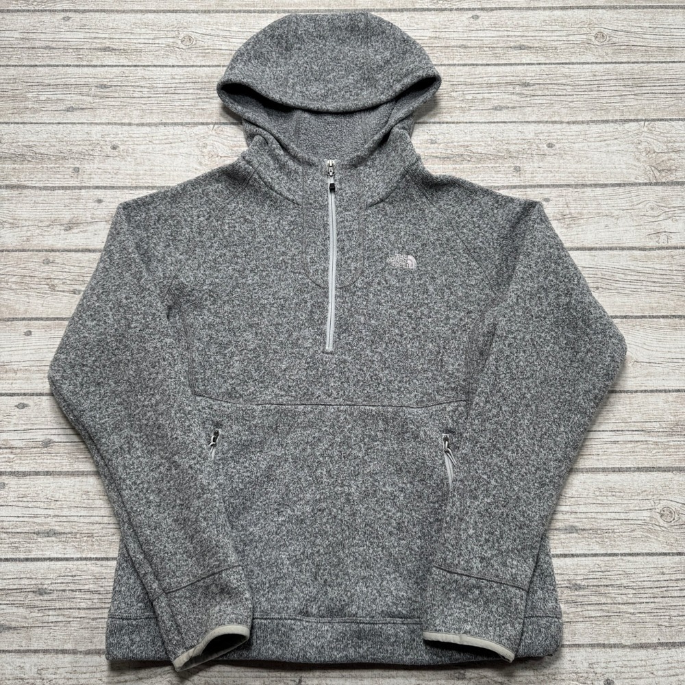 The North Face Hoodie Womens Large Gray Heather Fleece 1/2 Zip Pullover Gorpcore